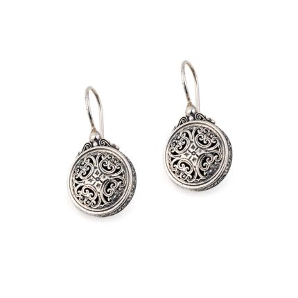 Gerochristo – Byzantine Round earrings in Sterling silver