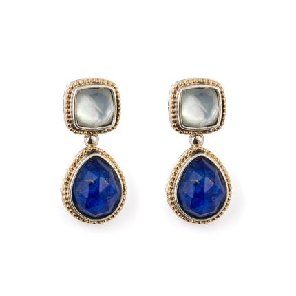 Gerochristo - Eve earrings in 18K Gold and sterling silver with Lapis
