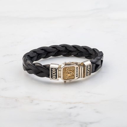Medusa Leather Bracelet - Sterling Silver & K14 Gold