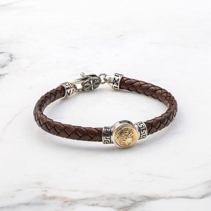 Alexander Leather Bracelet - Sterling Silver & K14 Gold