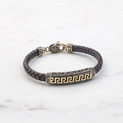 Meander Leather Bracelet - Sterling Silver & K14 Gold