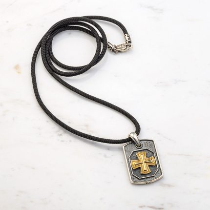 Cross Necklace - 14k Solid Gold & Sterling Silver