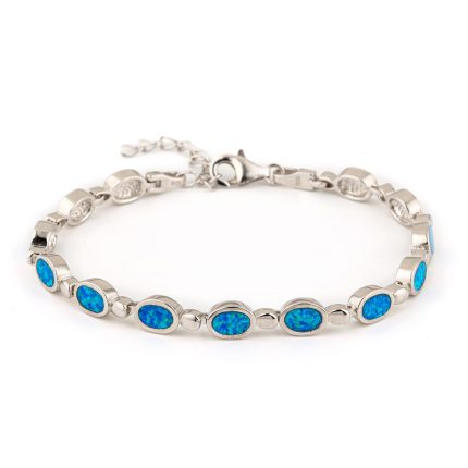 Blue Opal Stone Bracelet - 925 Sterling Silver