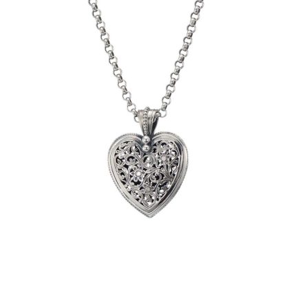 Garden Shadows Big Heart Pendant in Sterling Silver