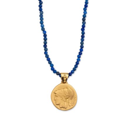 Stone string necklace with Athena pendant
