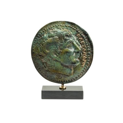 Alexander the Great Shield on Marble Base - Bronze Sculpture