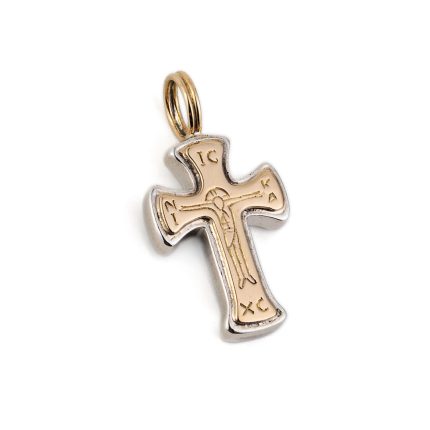Gerochristo - Tiny Byzantine cross in 18K Gold and Sterling Silver