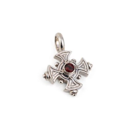 Gerochristo – Cross in 925 Sterling Silver with Garnet