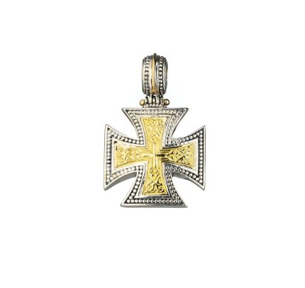 Gerochristo - Maltese Patmos cross in 18K Gold & Sterling Silver