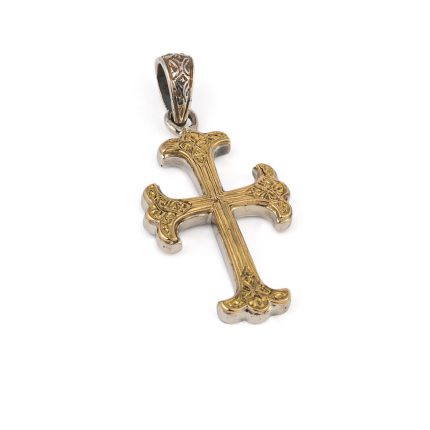 Gerochristo – Byzantine cross in 18K Gold and Sterling Silver