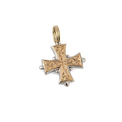 Gerochristo - Byzantine Cross - 18K Gold and Sterling Silver