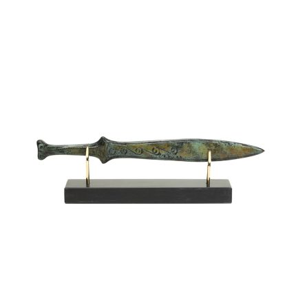Spartan Soldier Sword on Marble Base - Bronze