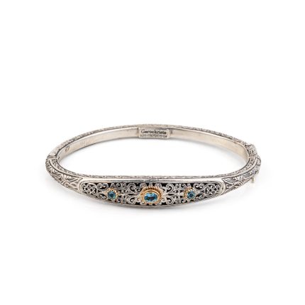 Gerochristo - Mediterranean Bracelet in 18K Gold and Sterling Silver with Blue Topaz