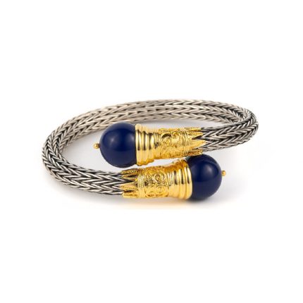 Lapis Lazuli Hinge Bracelet - Sterling Silver & Gold Plated