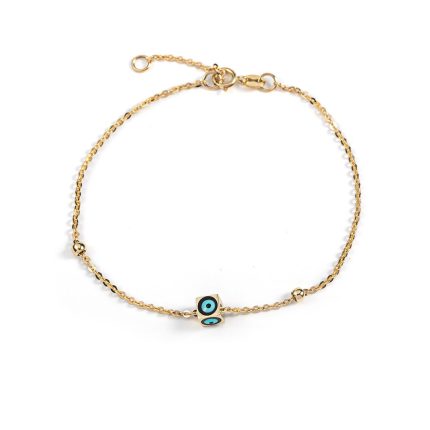 Eye Chain Bracelet - 14K Yellow Gold with Enamel