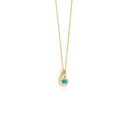 Evil Eye Necklace 9K Yellow Gold with Zircon