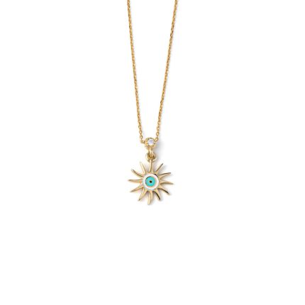 Eye Necklace - 14K Yellow Gold with White Enamel