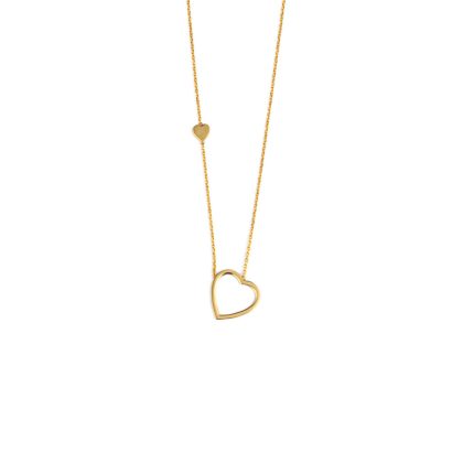 Open Two Hearts Necklace - 14K Yellow Gold