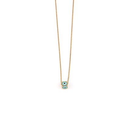 14K Yellow Gold Necklace Evil Eye