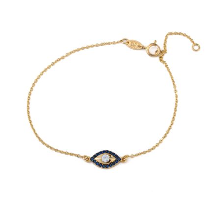 Evil Eye Zircon Bracelet - 14K Yellow Gold