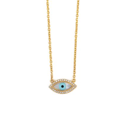 Zircon Evil Eye Necklace – 9K Gold