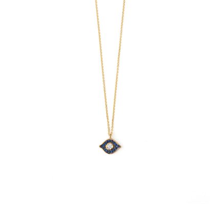 Blue Evil Eye Zircon Necklace - 14K Gold
