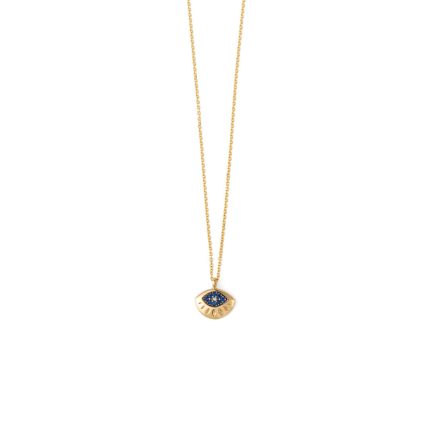 Evil Eye Necklace with Blue Zircon – 14K Gold