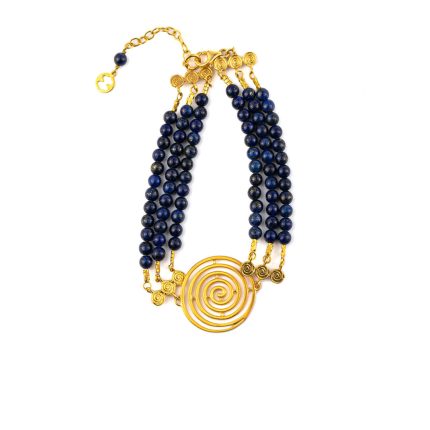 Spiral Bracelet with stones - Sterling Silver and Gold Plated