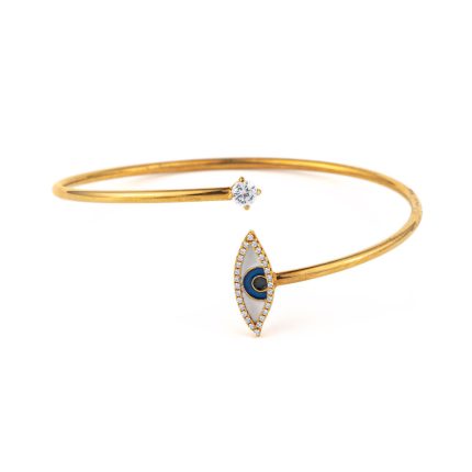 Evil Eye Hinge Bracelet - 925 Sterling Silver Gold Plated