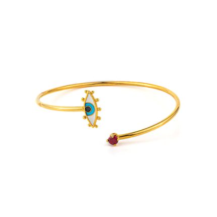 Evil Eye Hinge Bracelet - 925 Sterling Silver and Gold Plated