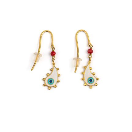 Sterling silver Gold Plated Drop Evil Eye earrings