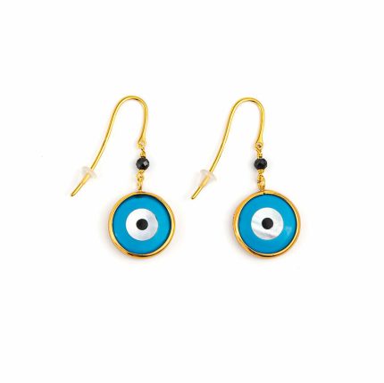 Sterling silver Gold Plated Evil Eye hook earrings