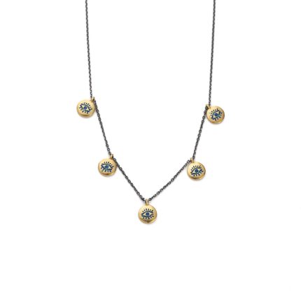 Sterling silver Chain Necklace with Enamel Eyes