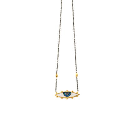 Chain Necklace with a Colored Evil Eye – 925 Sterling Silver