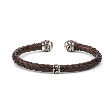 Greek Key Leather Cuff Bracelet – Sterling Silver Axion Jewelry