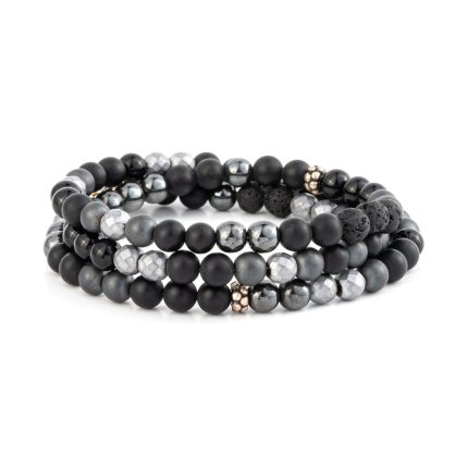 Bracelet Sterling Silver with onyx and hematite beads