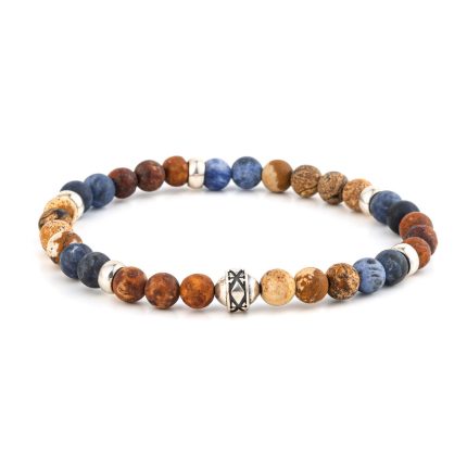 Sterling silver bracelet with sodalite jasper agate beads