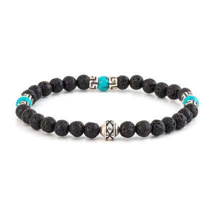 Meander Bracelet – 925 Sterling Silver with Lava Beads