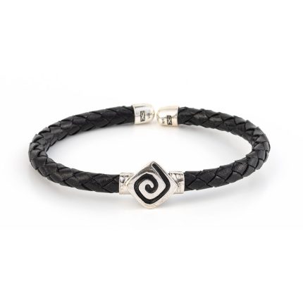 Meander Leather Bracelet - 925 Sterling Silver