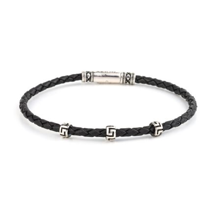 Meander Leather Bracelet - 925 Sterling Silver