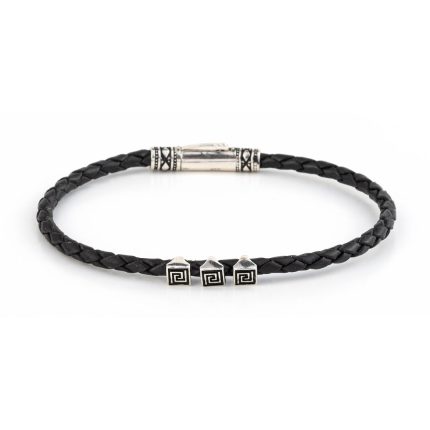 Meander Leather Bracelet - 925 Sterling Silver