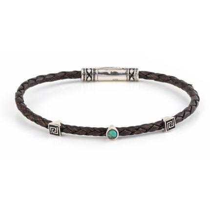 Meander Leather Bracelet - 925 Sterling Silver
