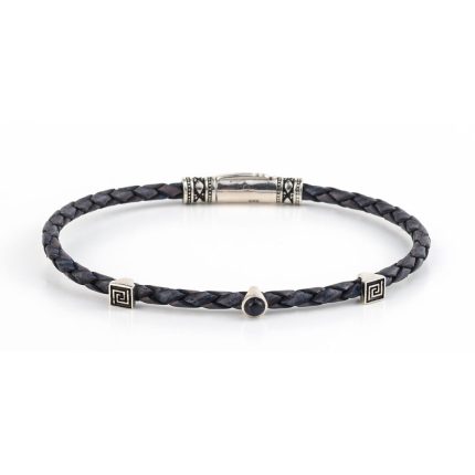 Meander Leather Bracelet - 925 Sterling Silver