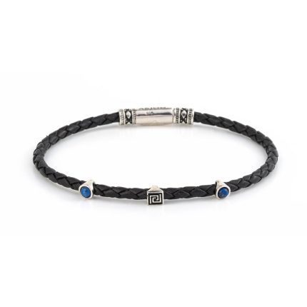 Meander Leather Bracelet - 925 Sterling Silver