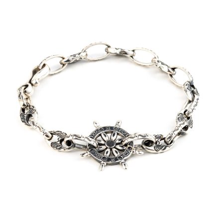 Sterling silver bracelet with ship’s wheel.
