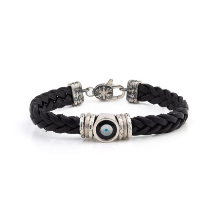 Leather Bracelet with Lucky Eye Motif