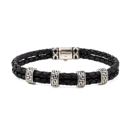 Meander Leather Bracelet – 925 Sterling Silver