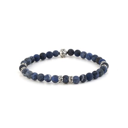 Meander Bracelet with Sodalite Beads - Sterling Silver