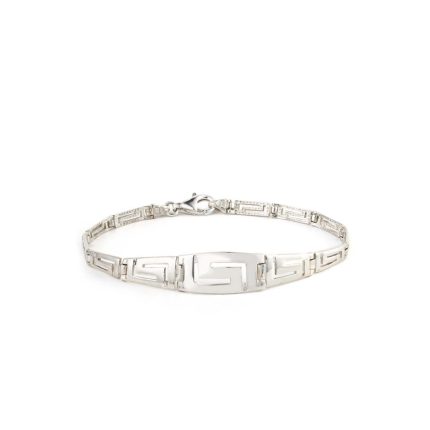 Greek Key Silver Link Bracelet
