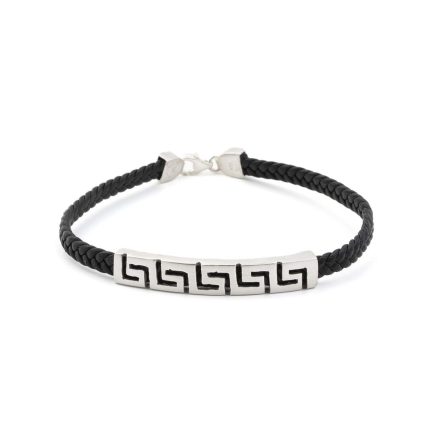 Greca Leather Bracelet - Sterling Silver